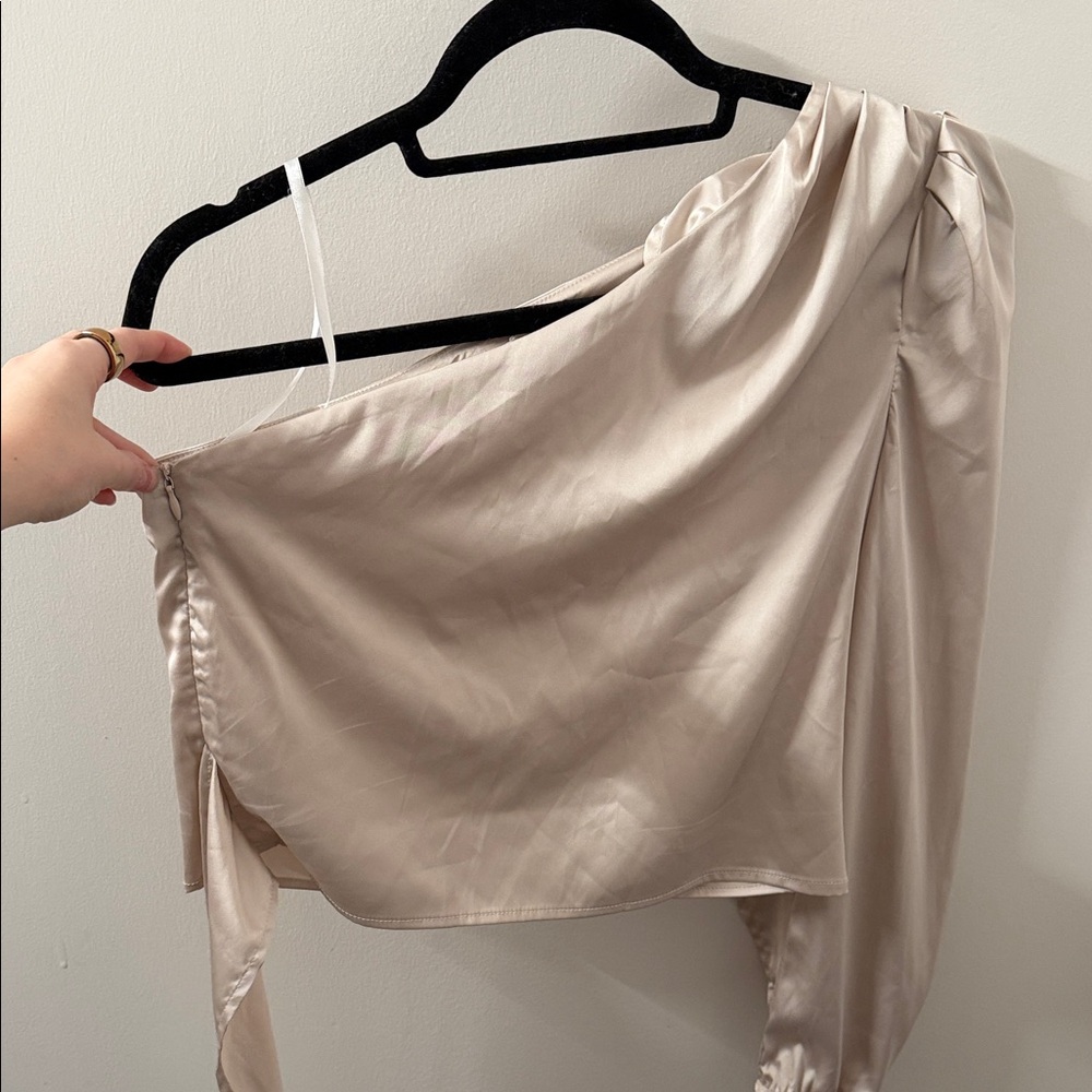 Elegant Cream Off-Shoulder Blouse